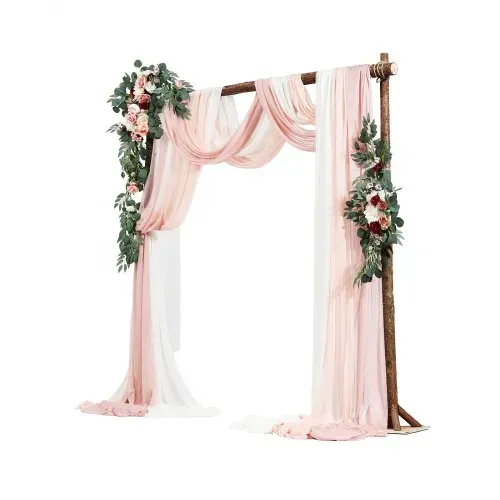 VEVOR Blumenset für Hochzeit Bogen, rosa Blumenset für Traubogen mit Vorhängen (5er-Set) – 2 Blumenarrangements, 3 transparente Vorhänge, für Zeremoniensträuße, Empfangshintergrunddekoration – Bild 9