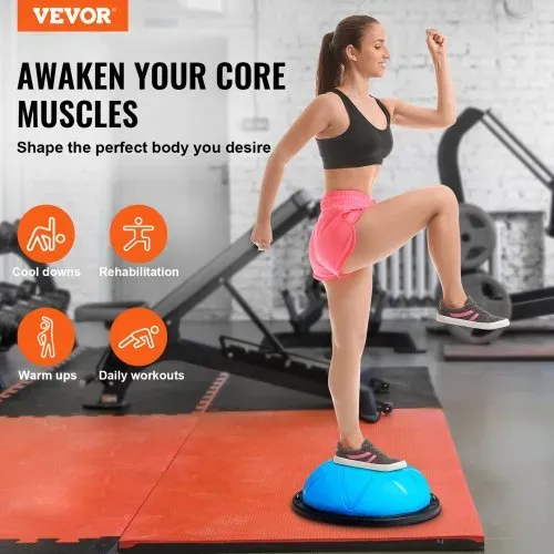 VEVOR Halb-Gymnastikball-Trainer, 23 Zoll Balance-Ball-Trainer, 660 lbs Tragkraft Stabilitätsball, Yoga-Ball mit Widerstandsbändern und Pumpe, Kraft-Fitnessball für das Heim-Fitnessstudio, Ganzkörpertraining, Blau VEVOR Halb-Gymnastikball-Trainer, 23 Zoll Balance-Ball-Trainer, 660 lbs Tragkraft Stabilitätsball, Yoga-Ball mit Widerstandsbändern und Pumpe, Kraft-Fitnessball für das Heim-Fitnessstudio, Ganzkörpertraining, Blau