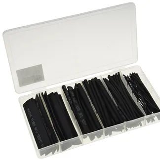 Schrumpfschlauch-Sortiment, 100-teilig in praktischer Box, schwarz Schrumpfschlauch-Sortiment, 100-teilig in praktischer Box, schwarz