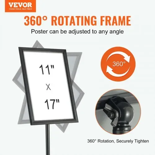VEVOR Informationsständer 420 x 297 mm Vertikal & horizontal Verstellbarer Posterständer, Robuster Bodenstehender Schilderhalter mit Runder Basis für Displays, Werbung und den Außenbereich Schwarz VEVOR Informationsständer 420 x 297 mm Vertikal & horizontal Verstellbarer Posterständer, Robuster Bodenstehender Schilderhalter mit Runder Basis für Displays, Werbung und den Außenbereich Schwarz