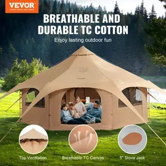 VEVOR Glockenzelt 5 x 2,8 m Jurten Zelt TC-Baumwolle und robusten Eisenstangen mit einer Bodenplane aus Oxford-Stoff Campingzelt Familienzelt 8 Fenster Gruppenzelt für Outdoor-Abenteuer VEVOR Glockenzelt 5 x 2,8 m Jurten Zelt TC-Baumwolle und robusten Eisenstangen mit einer Bodenplane aus Oxford-Stoff Campingzelt Familienzelt 8 Fenster Gruppenzelt für Outdoor-Abenteuer