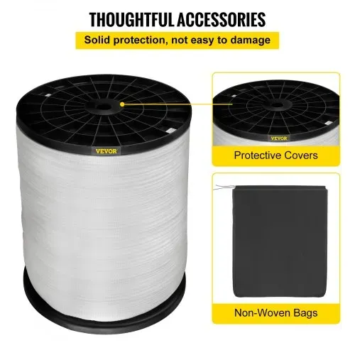 VEVOR 567 kg Polyester-Zugband, 961 m x 12,7 mm flaches Band für Draht- und Kabelrohrarbeiten, variable Funktionen, flaches Seil zum Ziehen/Laden/Verpacken bei jedem Wetter – Bild 4