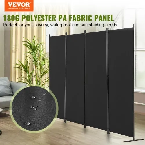 VEVOR Raumteiler Trennwand 4-teiliger Paravent Stellwand, faltbarer Sichtschutz für Büro Schlafzimmer Esszimmer Arbeitszimmer Balkon, Raumtrenner freistehend (228 x 45 x 172,5 cm), Schwarz VEVOR Raumteiler Trennwand 4-teiliger Paravent Stellwand, faltbarer Sichtschutz für Büro Schlafzimmer Esszimmer Arbeitszimmer Balkon, Raumtrenner freistehend (228 x 45 x 172,5 cm), Schwarz