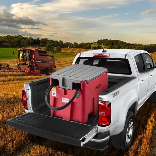 VEVOR Tragbarer Diesel-& Benzintank, 220 L, 45 L/min Durchflussrate, Dieselkraftstofftank mit 12 V Transferpumpe, 4 m Schlauch, automatische Betankungsdüse, Transfertank für Kraftstofftransport, Rot – Bild 7