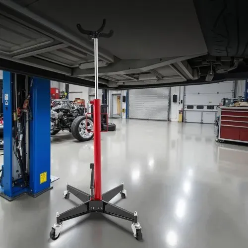 VEVOR hydraulischer Wagenheber Getriebeheber mit 500 kg Hubkapazität, Teleskop-Getriebeheber mit Pedal, 360°-Schwenkrad, 112-187 cm Hubhöhe, Hebezeug für Garage / Werkstatt Rot + Schwarz – Bild 7