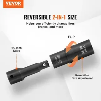 VEVOR Radmuttern Schlagsteckschlüsselsatz, 12,7 mm Antrieb, metrisch & SAE, 6-Kant-Klappsteckschlüsselsatz, insgesamt 4 Radmutterngrößen, CR-MO-Stahl-Radsteckschlüsselsatz mit Aufbewahrungskoffer VEVOR Radmuttern Schlagsteckschlüsselsatz, 12,7 mm Antrieb, metrisch & SAE, 6-Kant-Klappsteckschlüsselsatz, insgesamt 4 Radmutterngrößen, CR-MO-Stahl-Radsteckschlüsselsatz mit Aufbewahrungskoffer