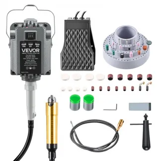 VEVOR Elektrische Drehwerkzeug, 1200 W, 30.000 U/min, Flexshaft-Rotationswerkzeug mit Fußpedalsteuerung, Hängemühle mit 112-tlg. Zubehör, Schnellschleife zum Schleifen, Polieren & Trennen VEVOR Elektrische Drehwerkzeug, 1200 W, 30.000 U/min, Flexshaft-Rotationswerkzeug mit Fußpedalsteuerung, Hängemühle mit 112-tlg. Zubehör, Schnellschleife zum Schleifen, Polieren & Trennen