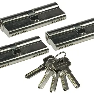 Schließzylinder-Set 3x 80mm (40+40mm) Profil-Zylinder, 5 Sicherheits-Schlüssel Schließzylinder-Set 3x 80mm (40+40mm) Profil-Zylinder, 5 Sicherheits-Schlüssel