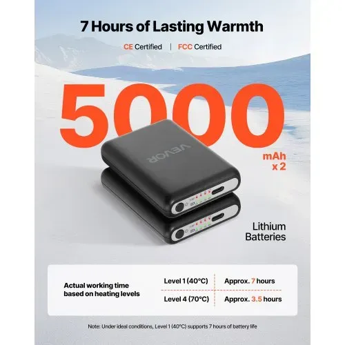 VEVOR Beheizte Socken, Größe M, 5000 mAh Akku, wiederaufladbare Heizsocken mit 4 Heizstufen und APP-Steuerung, 40 °C bis 70 °C Fußwärmer für Outdoor, Angeln, Camping, Wandern, Unisex – Bild 4