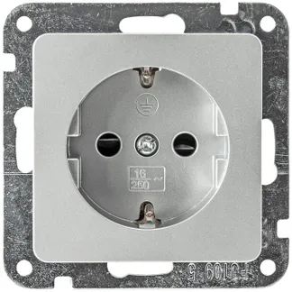 DELPHI Schutzkontakt-Steckdose, silber 250V~/ 16A, Steckanschluss, ohne Rahmen DELPHI Schutzkontakt-Steckdose, silber 250V~/ 16A, Steckanschluss, ohne Rahmen