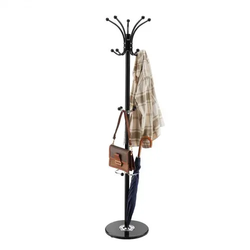 VEVOR Garderobenständer, 176 cm, Kleiderständer mit Schirmhalter, stabiler Marmorsockel und 14 Haken, Jackenständer für Eingangsbereich, Wohnzimmer, Kleiderbügel für Hüte, Schals, Taschen – Bild 10