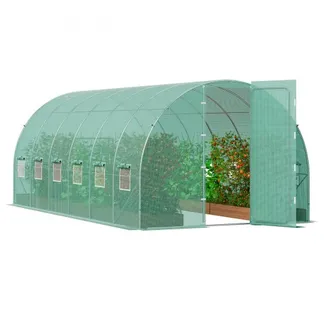 VEVOR begehbares Tunnel-Gewächshaus, 6,8 x 2,3 x 2,3 m, Foliengewächshaus-Tunnel, Pflanzen-Gewächshaus mit verzinktem Stahlrahmen, grüner PE-Abdeckung, Schwingtür und 12 Rollfenstern für den Außenbereich VEVOR begehbares Tunnel-Gewächshaus, 6,8 x 2,3 x 2,3 m, Foliengewächshaus-Tunnel, Pflanzen-Gewächshaus mit verzinktem Stahlrahmen, grüner PE-Abdeckung, Schwingtür und 12 Rollfenstern für den Außenbereich