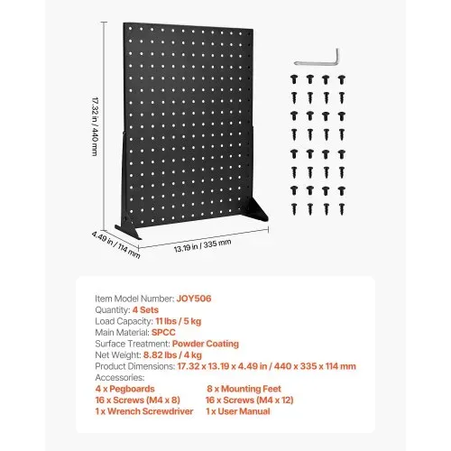 VEVOR Stecktafel Displayständer, 440x330x114 mm, Präsentationsständer, Zubehör-Regal-Organizer, Tafel aus kaltgewalztem Stahl für Lebensmittelgeschäfte, Juweliergeschäfte, Schwarz (4 Stk.) – Bild 6