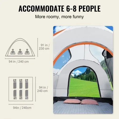 VEVOR Dachzelt Busvorzelt 240 x 240 x 230 cm, Auto Zelt Heckklappe Inkl. Doppelschichtzelt PU2000 mm Dachzelt Autodachzelt Wasserdicht, Geeignet für Camping, Adventure, Risen, Picknick usw. – Bild 2