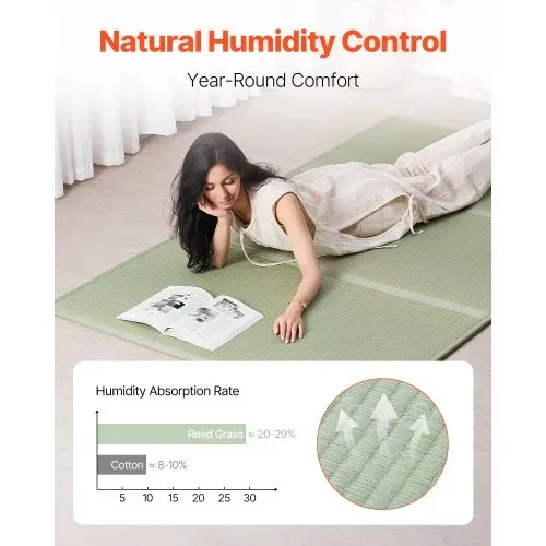 VEVOR japanische Tatami Matte faltbare japanische Tatami-Matratze 2108 x 1397 mm (natürliches Binsengras), Bodenmatratze mit Rückseite, Futon-Matratze zum Schlafen Meditieren Yoga – Bild 3
