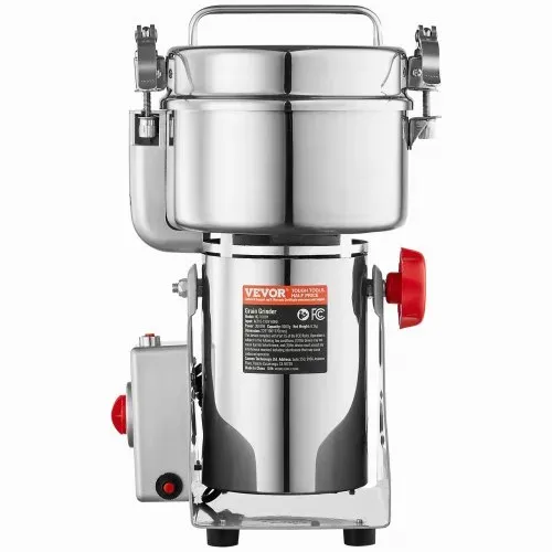 VEVOR Elektrische Getreidemühle, 1000 g, Hochgeschwindigkeits-Gewürzmühle mit 3000 W, gewerbliche Gewürzmühle, Pulverisiermaschine aus Edelstahl, für trockene Körner, Gewürze, Müsli, Kaffee, Mais, Pfeffer, Schwenktyp – Bild 8