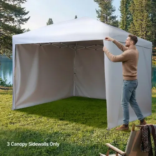 VEVOR 3x Seitenwände für Pavillon, Seitenteile für 3 x 3 m Faltpavillon, Wasserfeste Seitenplanen mit Sonnenschutz PU-Beschichtung, Seitenwand mit Reißverschluss für Outdoor-Events Marktstände, Weiß – Bild 7