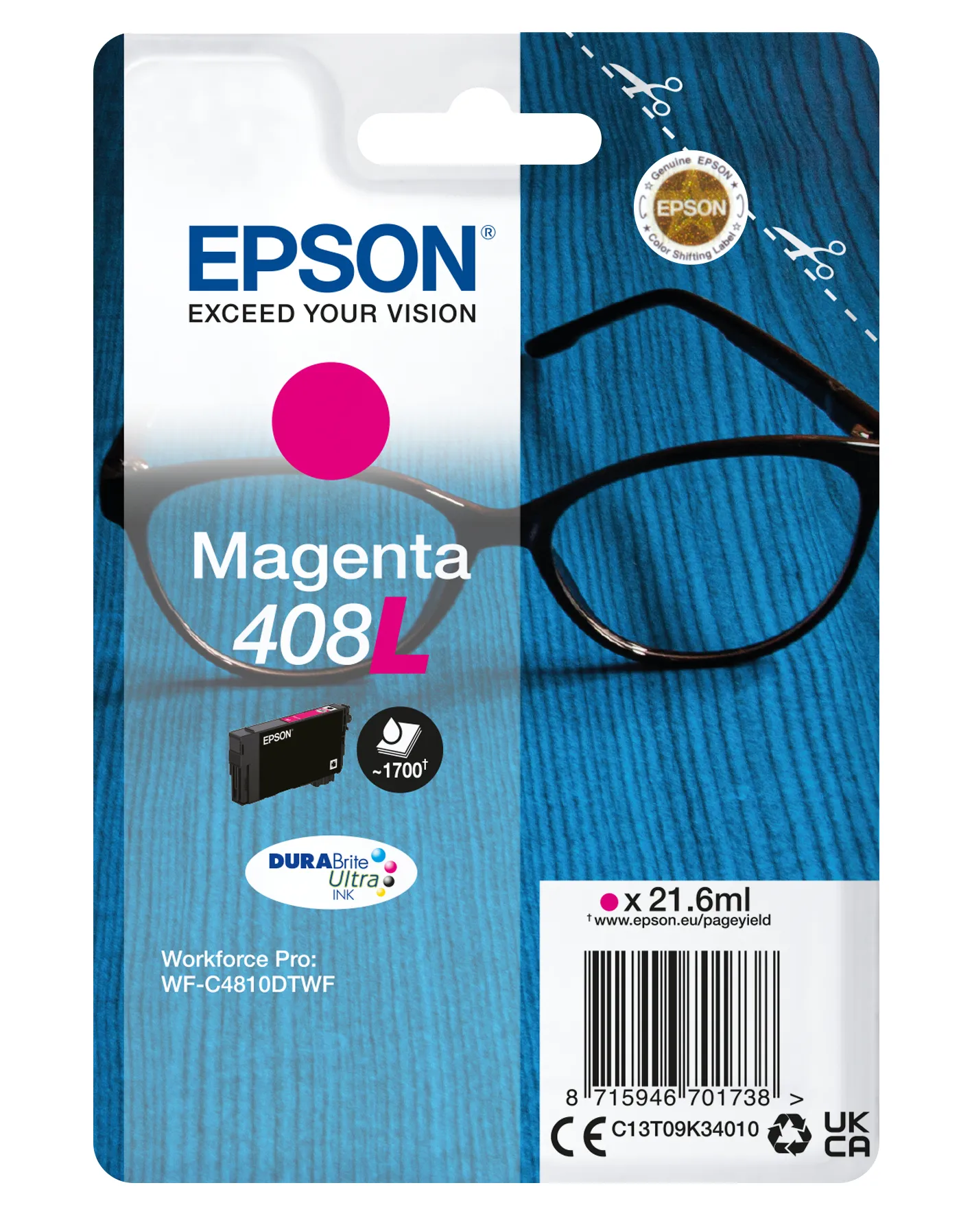 Epson Singlepack Magenta 408L DURABrite Ultra Ink Epson Singlepack Magenta 408L DURABrite Ultra Ink