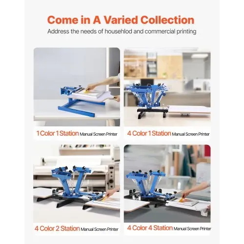 VEVOR Siebdruckmaschine 4-Farben 2-Stationen-Siebdruckpresse 540x450 mm, 360° Drehbar Präzise Positionierung Pulverbeschichteter Kohlenstoffstahl für T-Shirt-DIY, Heim- & Gewerbekunden – Bild 5