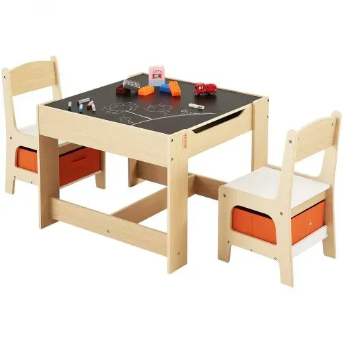 VEVOR Kindersitzgruppe Kindertisch, 2 Kinderstühle 1 Tisch Kindersitzgruppe aus P2-Grad MDF, Kindertisch-Set Stabile Kindermöbel mit doppelseitiger Tischplatte & Aufbewahrungsbox Kindermöbelset – Bild 10
