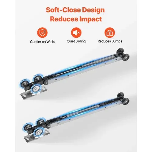 VEVOR Schiebetürbeschlag-Set 1135 mm, Schiebetürschiene mit Soft-Close für Sanftes & Leises Gleiten, Schiebetürsystem für Einzeltüren (25–45 mm Dicke / 610 mm Breite), Aluminiumlegierung – Bild 2