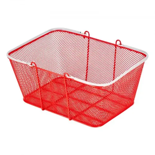 VEVOR Einkaufskorb, 12 Stk., 22 L, stapelbarer Metallkorb mit Griffen, Tragekorb, belastbar bis zu 20 kg, Universalkorb für Lebensmittel, Einzelhandel, Geschäfte, Supermärkte, Buchhandlungen, rot – Bild 8