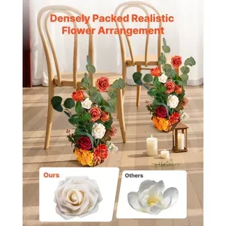 VEVOR Künstliche Blumenarrangements, 4 Stück, 450x250x250 mm Kunstblumendekorationen, orangefarbene Blumenmittelstücke für Hochzeiten, Zeremonien, Partys, Tisch-und Wohndekoration VEVOR Künstliche Blumenarrangements, 4 Stück, 450x250x250 mm Kunstblumendekorationen, orangefarbene Blumenmittelstücke für Hochzeiten, Zeremonien, Partys, Tisch-und Wohndekoration