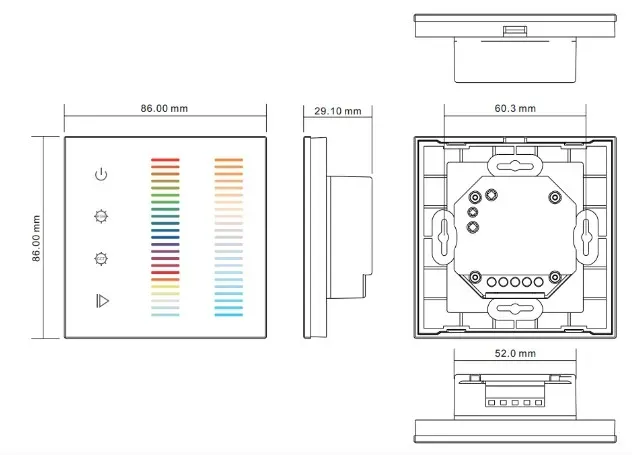Synergy 21 LED Serie EOS 05 5-Kanal Wandtaster RGB-WW (RGB-CCT) – Bild 2