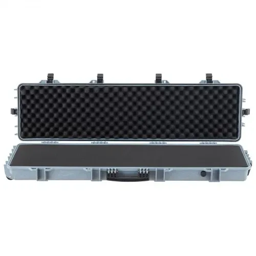VEVOR Waffenkoffer mit Hartschale für Langwaffen, abschließbarer Gewehrkoffer mit vorgeschnittenen Schaumstoffen, Langwaffenkoffer Waffenaufbewahrung rollbar IP67 wasserfest, 138 x 38,5 x 16,5 cm Grau – Bild 8