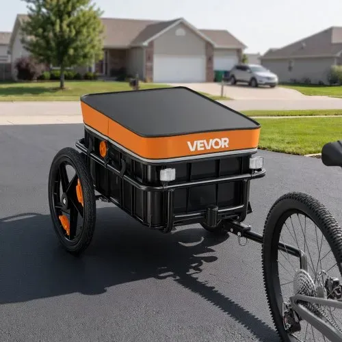 VEVOR Fahrradanhänger Lastenanhänger 2-in-1 Handwagen mit Kupplung 45 kg, Kohlenstoffstahl & 600D Oxford, Mit Regenschutz Deichsel & 6 Reflektoren, Für 22-28 Zoll Räder, Fahrradwagen für Transport – Bild 7