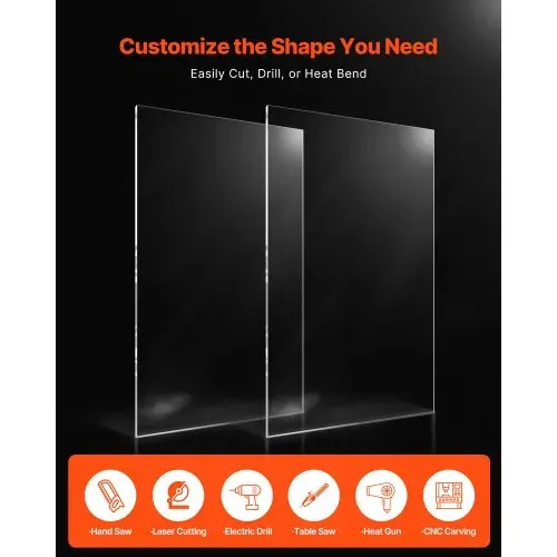 VEVOR Plexiglas-Acrylplatten, 2er-Set Kunststoffplatten, 610x1219mm, 3 mm dick, klares, gegossenes Kunststoffglas für Bastelprojekte, Ersatzglas für Bilderrahmen, DIY-Display, leicht zu schneiden – Bild 4