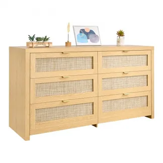 VEVOR Rattankommode Aufbewahrungsschrank mit 6 Schubladen & Metallgriffen, moderner Rattanschrank für Schlafzimmer Wohnzimmer Flur (144,5 x 45 x 79,5 cm) Kleidungsschrank Schubladenschrank VEVOR Rattankommode Aufbewahrungsschrank mit 6 Schubladen & Metallgriffen, moderner Rattanschrank für Schlafzimmer Wohnzimmer Flur (144,5 x 45 x 79,5 cm) Kleidungsschrank Schubladenschrank