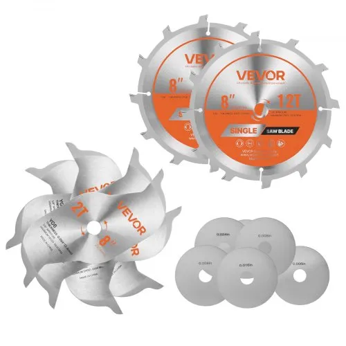VEVOR Sägeblatt Set Dado Klingensatz (203 mm φ, 12 scharfe Zähne) aus Legierung, Nutfräser mit Spanschneidern & Unterlegscheiben, geräuschreduzierende Wärmeabzüge, zum Schneiden von Hartholz VEVOR Sägeblatt Set Dado Klingensatz (203 mm φ, 12 scharfe Zähne) aus Legierung, Nutfräser mit Spanschneidern & Unterlegscheiben, geräuschreduzierende Wärmeabzüge, zum Schneiden von Hartholz
