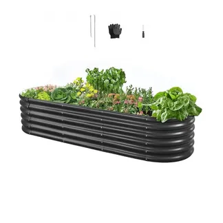 VEVOR Hochbeet Metall 2000x600x420 mm, Pflanzbeet, Gemüsebeet, Pflanzkasten mit offenem Boden & abgerundeten Kanten, Blumenbeet, Kräuterbeet, ideal für Gemüse, Blumen, Kräuter & Sukkulenten, Oval VEVOR Hochbeet Metall 2000x600x420 mm, Pflanzbeet, Gemüsebeet, Pflanzkasten mit offenem Boden & abgerundeten Kanten, Blumenbeet, Kräuterbeet, ideal für Gemüse, Blumen, Kräuter & Sukkulenten, Oval