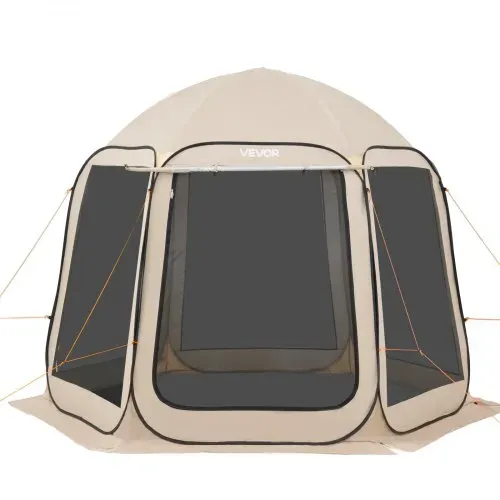 VEVOR Campingzelt, 304,8 x 280,4 cm, Pop-up-Zelt mit ausziehbarer Markise, tragbares Partyzelt für 4–8 Personen mit Tragetasche und Seitenwänden, für Terrasse und Outdoor-Aktivitäten, Beige – Bild 10