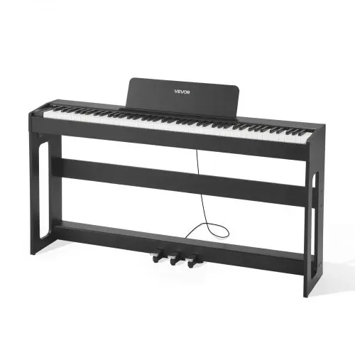 VEVOR Digitalpiano, 88 Tasten vollgewichtet anschlagdynamisch, E-Piano mit Möbelständer, Netzadapter, Dreifachpedal, Aufnahmefunktion, 280 Töne, Kabellose Verbindung, für Anfänger, Schwarz – Bild 8