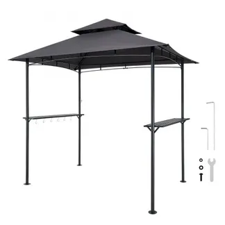 VEVOR Grillpavillon, 2430x1500x500 mm, Grillüberdachung für Außengrill, 2-stufige BBQ-Gazebo-Überdachung, Doppeldach Gartenpavillon 2–4 Personen, ideal für Terrasse, Hinterhof & Garten VEVOR Grillpavillon, 2430x1500x500 mm, Grillüberdachung für Außengrill, 2-stufige BBQ-Gazebo-Überdachung, Doppeldach Gartenpavillon 2–4 Personen, ideal für Terrasse, Hinterhof & Garten