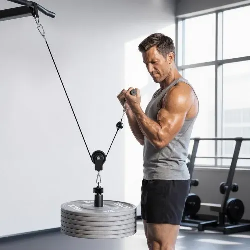 VEVOR Kabelzug, 1 Stück Latzug bis 127 kg Belastbar, Krafttrainingsgerät mit Latzugstange Seilzug, Übungen für Arme Rücken Schultern, Pulley System DIY Latzugturm für Heimtrainer Fitnesscenter Zuhause – Bild 7