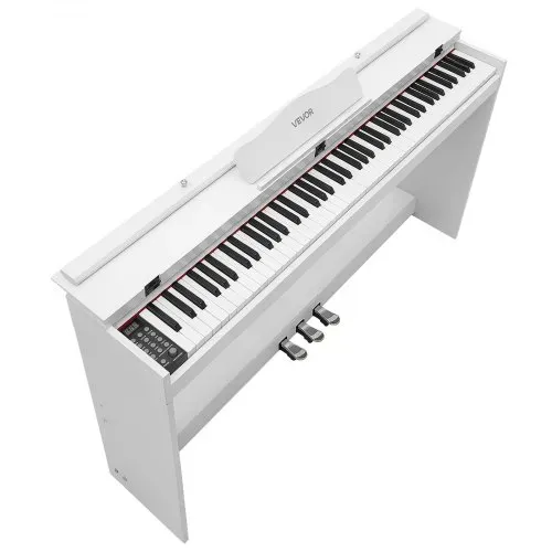 VEVOR Digitalpiano 88 Halbgewichtete Tasten E-Piano HiFi-Lautsprecher Weiß für Anfänger, mit 128 Klängen, 128 Rhythmen, USB, MIDI, Audioausgang, Standard-3,5-mm-Kopfhörerbuchse, Notenhalter und Pedal – Bild 9