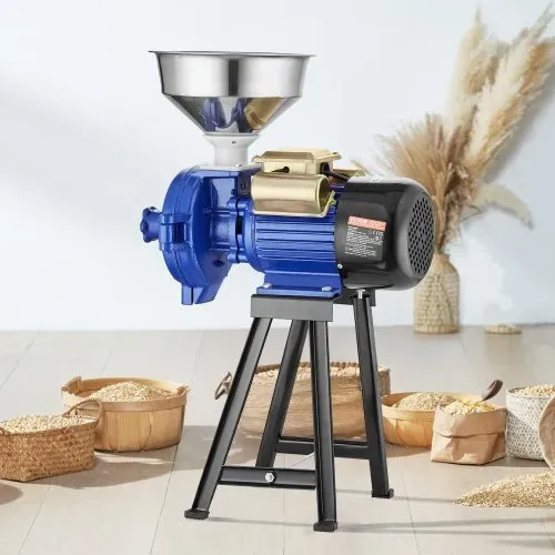 VEVOR elektrische Getreidemühle Gewürzmühlen 3 kW, kommerzielle Maismühle mit Trichter, Pulvermaschine mit einstellbarer Stärke, Hochleistungs-Futtermehl-Müslimühle, Weizenmühle, Trockenmühle – Bild 7