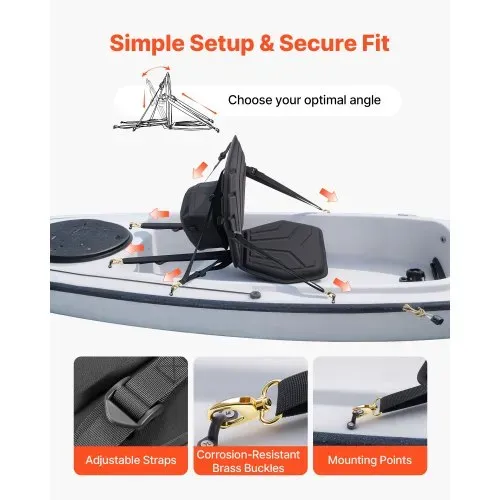 VEVOR 1 x Kajaksitz 31 mm Dicke, Gepolsterter Sitz für Paddleboard, Bootssitz mit Rückenlehne & Aufbewahrungstasche & Verstellbaren Gurten & Sechseckigem Sitzkissen für SUP Kanu Angelboot – Bild 3