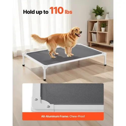VEVOR erhöhtes Hundebett für große Hunde, tragbares erhöhtes Hundeliege mit Aluminiumrohr-Metallrahmen & atmungsaktivem Teslin-Netz, kühlendes Haustierbett XL (1250 x 830 mm) Grau – Bild 2