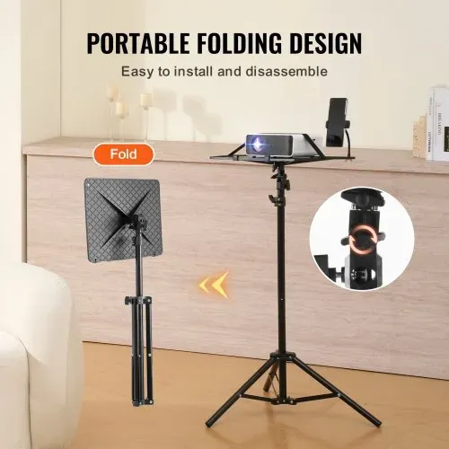 VEVOR Projektorständer Laptopständer-Stativ, höhenverstellbar von 685 bis 1600 mm, tragbares Projektor-Stativ mit Ablage & Schwanenhals-Telefonhalter, für Filme im Freien Büro zu Hause 5 kg belastbar – Bild 4
