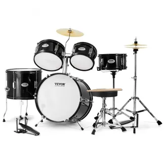 VEVOR Schlagzeugset für Kinder, 5-teilig, Anfänger-Schlagzeugset mit Bass-Toms, Snare, Standtrommel, verstellbarem Thron-Becken, Hi-Hat-Pedal und zwei Paar Drumsticks, für Kinder, schwarz VEVOR Schlagzeugset für Kinder, 5-teilig, Anfänger-Schlagzeugset mit Bass-Toms, Snare, Standtrommel, verstellbarem Thron-Becken, Hi-Hat-Pedal und zwei Paar Drumsticks, für Kinder, schwarz