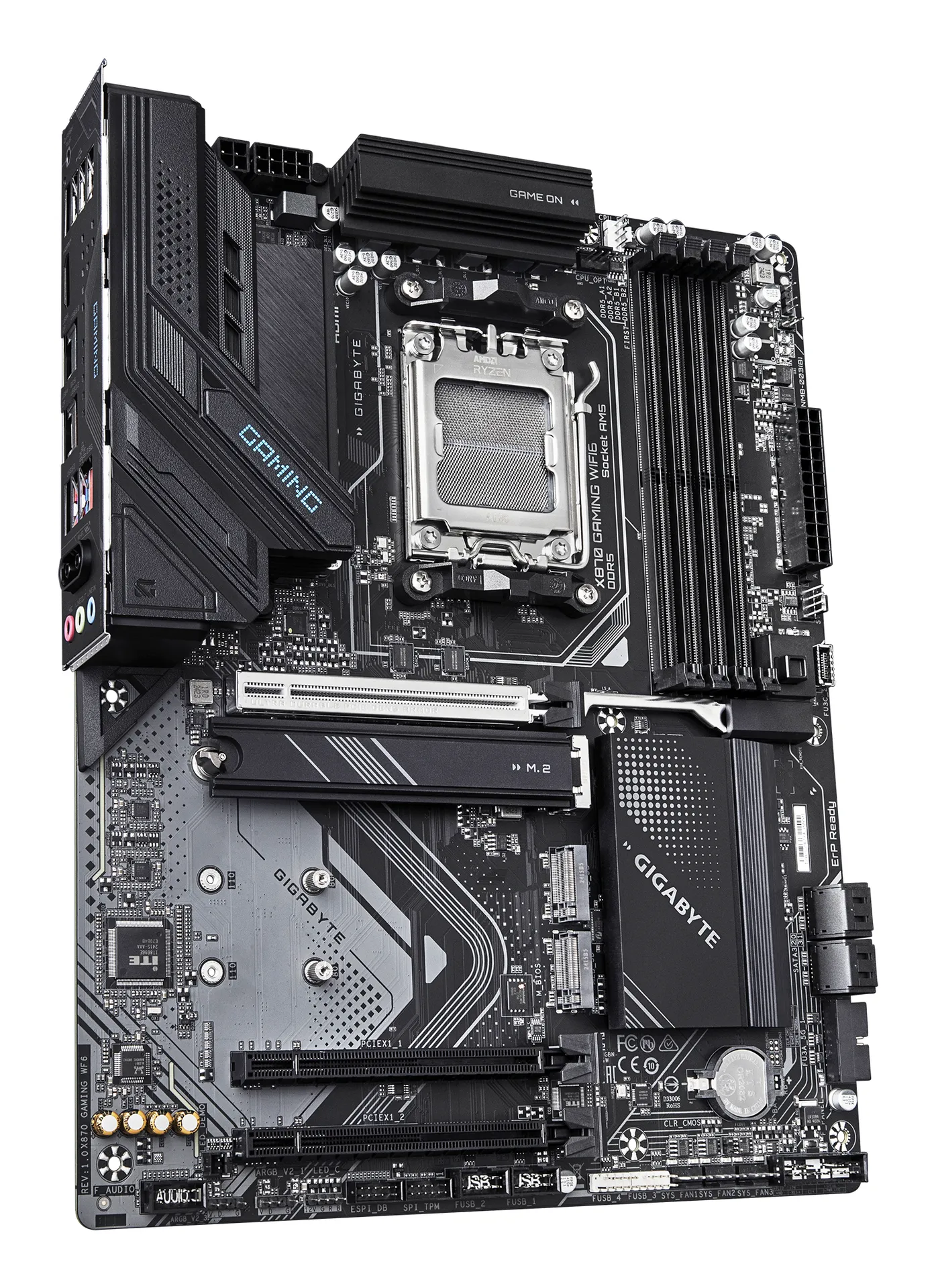 GIGABYTE X870 GAMING WIFI6 Mainboard - Unterstützt AMD Ryzen 9000 CPUs, 8+2+2 Phasen VRM, bis zu 8000MHz DDR5 (OC), 1xPCIe 5.0 + 2xPCIe 4.0, Wi-Fi 6, 2.5GbE LAN, USB 4 – Bild 3