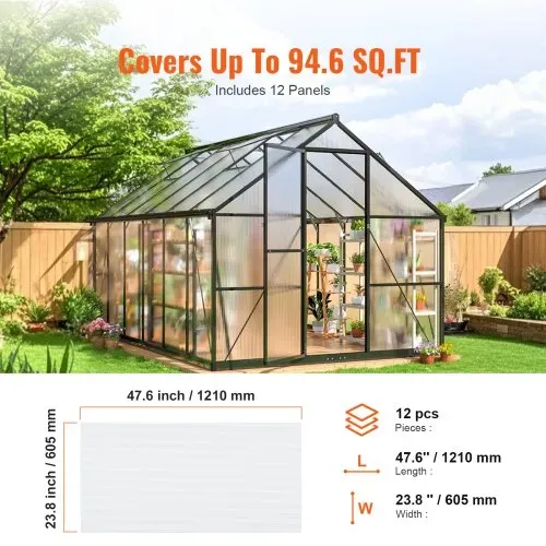 VEVOR 12er-Set Gewächshausplatten aus Polycarbonat, 1210 x 605 x 6 mm Stegplatten, wasserdichte UV-geschützte gewellte Hohlkammerplatten, schlagfeste, transparente Dachplatten für Gewächshaus/Garten – Bild 5
