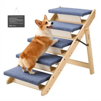 VEVOR Hundetreppe 780x470x660 mm, 5-stufige Hautiertreppe, klappbare Holztreppe geeignet für kleine, mittlere, große, ältere Haustiere sowie Welpen bis 68 kg, Hundeleiter für Betten, Sofas & Autos VEVOR Hundetreppe 780x470x660 mm, 5-stufige Hautiertreppe, klappbare Holztreppe geeignet für kleine, mittlere, große, ältere Haustiere sowie Welpen bis 68 kg, Hundeleiter für Betten, Sofas & Autos