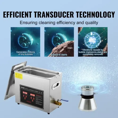VEVOR Ultraschallreiniger Ultraschall Edelstahl-Reinigungsgerät 300 W, 6 L Ultraschallreinigungsgerät mit Digitaler Anzeige 0-30 Min, Reinigung Ultraschall für Schmuck, Brillen, Uhren usw. – Bild 2