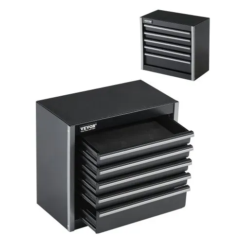 VEVOR Werkzeugkiste 218x118x205 mm, Werkzeugkasten aus Metall mit 5 Schubladen, Werkzeugkoffer mit EVA-Einlagen und PP-Fußpolstern, robuster Stahl mit Kugellageröffnung und Pulverbeschichtung, schwarz VEVOR Werkzeugkiste 218x118x205 mm, Werkzeugkasten aus Metall mit 5 Schubladen, Werkzeugkoffer mit EVA-Einlagen und PP-Fußpolstern, robuster Stahl mit Kugellageröffnung und Pulverbeschichtung, schwarz