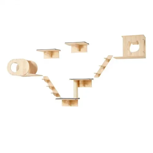 VEVOR Katzenregale zur Wandmontage, Katzenwandregale und Sitzstangen mit Sprungbrettern, Katzenbetten, Hängematten und Katzenbaum, Katzenmöbel und Regale bis zu 18 kg zum Schlafen, Spielen, Klettern, 7er-Set – Bild 9